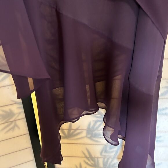 Adrianna Papell Asymmetrical Flutter Sleeve Beaded Neckline Midi Dress 14 - Picture 11 of 11